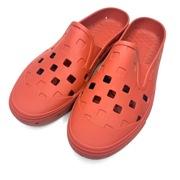 Vans Other - VANS Slip On Mule TRK Checkboard Print Casual Boat Shoes Sandals Mens 11 Orange